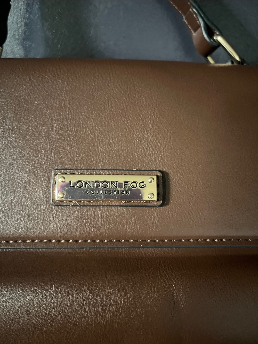 London Fog Brown Leather Satchel with Top Handle - Picture 2 of 8